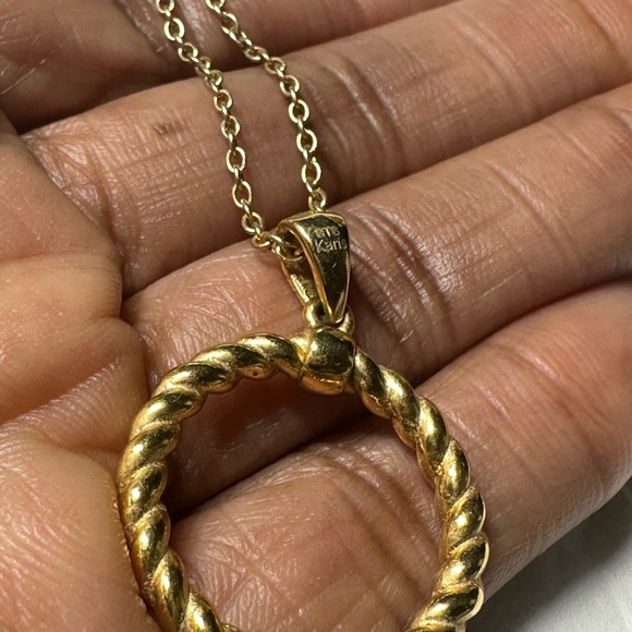 Gold Twisted Pendant Necklace - Picture 6 of 14